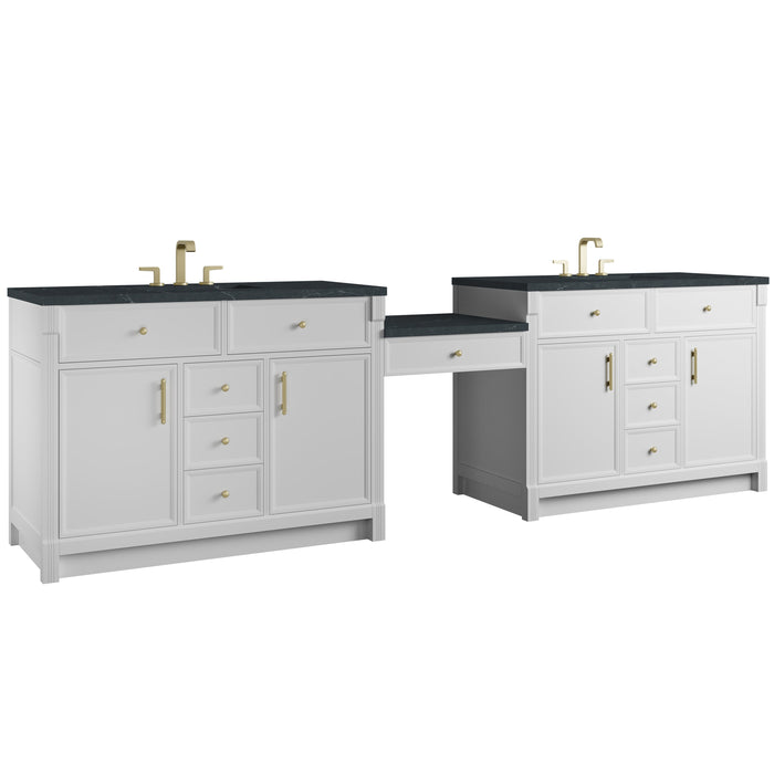 James Martin Bellshire 120" Double Bathroom Vanity, Bright White