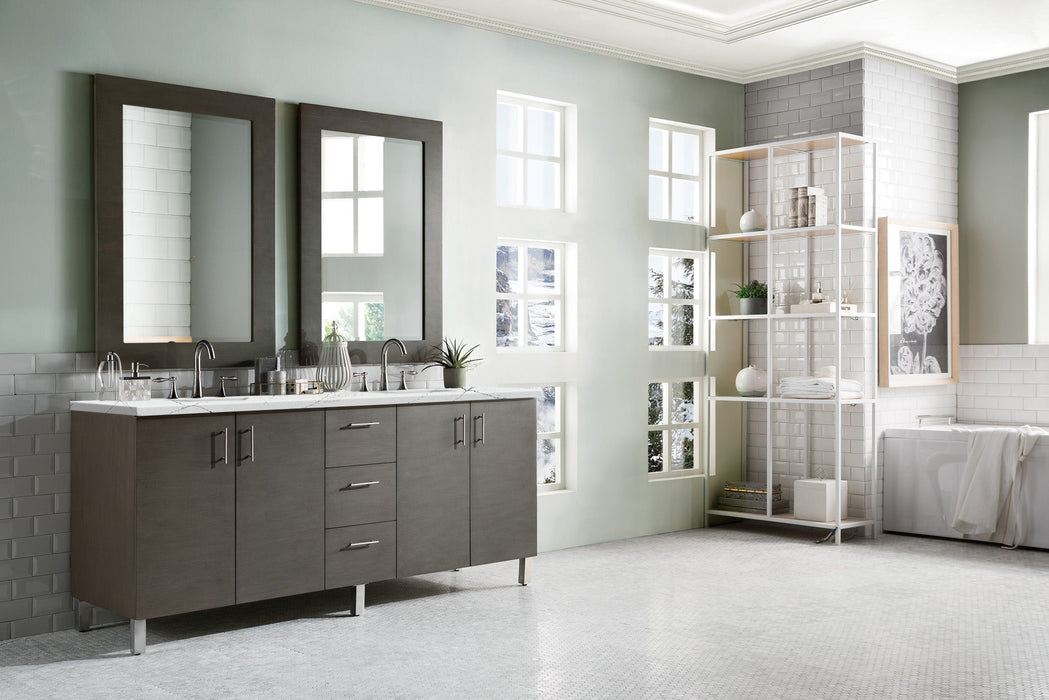 James Martin Metropolitan 72" Dual Mount Double Bathroom Vanity, Silver Oak
