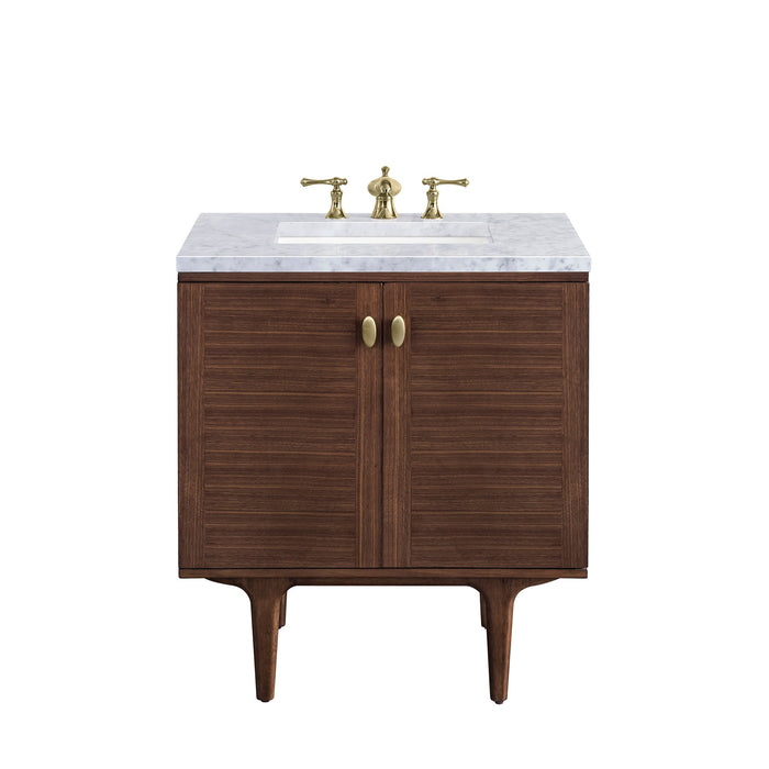 James Martin Amberly 30" Dual Mount Single Bathroom Vanity, Mid-Century Walnut