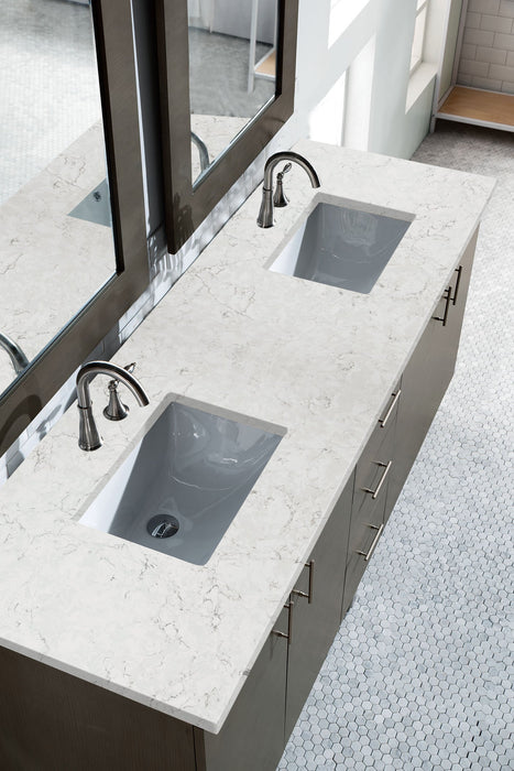 James Martin Metropolitan 72" Dual Mount Double Bathroom Vanity, Silver Oak