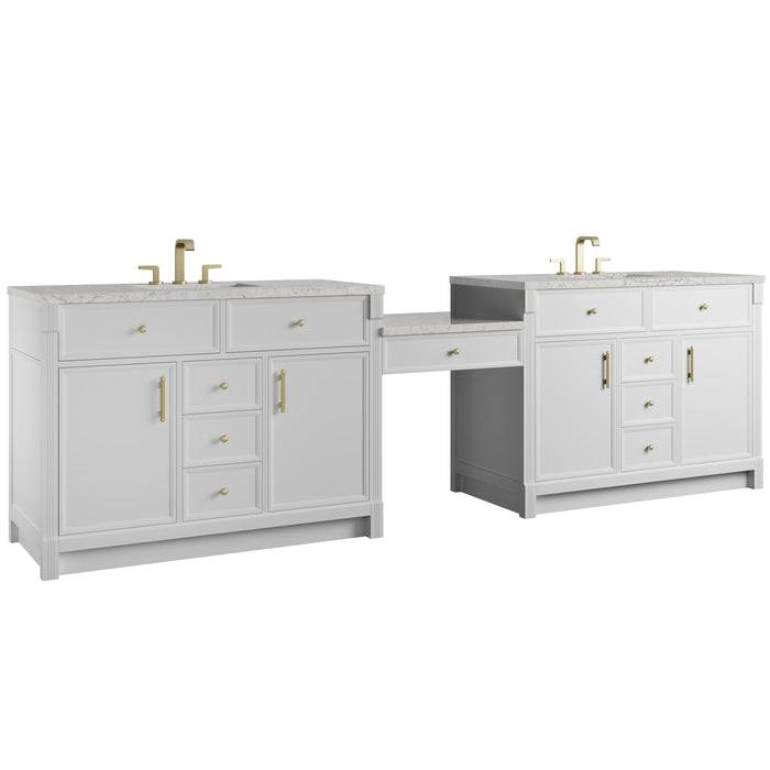 James Martin Bellshire 120" Double Bathroom Vanity, Bright White