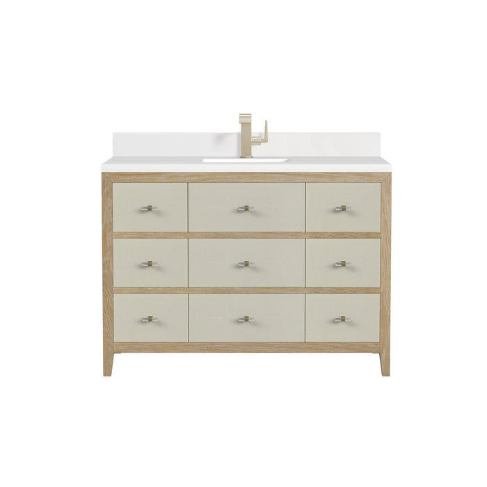 James Martin Celeste 48" Single Bathroom Vanity, Sunwashed Oak with Embossed Shagreen Drawer Fronts