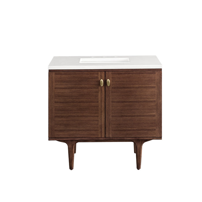 James Martin Amberly 36" Dual Mount Single Bathroom Vanity, Mid-Century Walnut