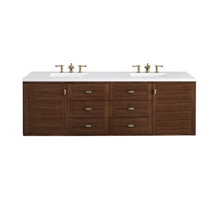James Martin Amberly 72" Dual Mount Double Bathroom Vanity, Mid-Century Walnut