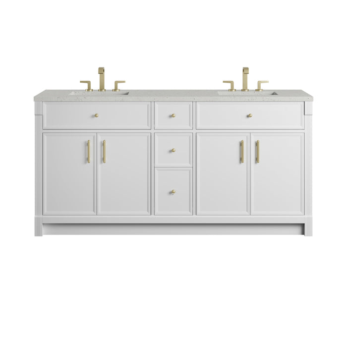 James Martin Bellshire 72" Double Bathroom Vanity, Bright White