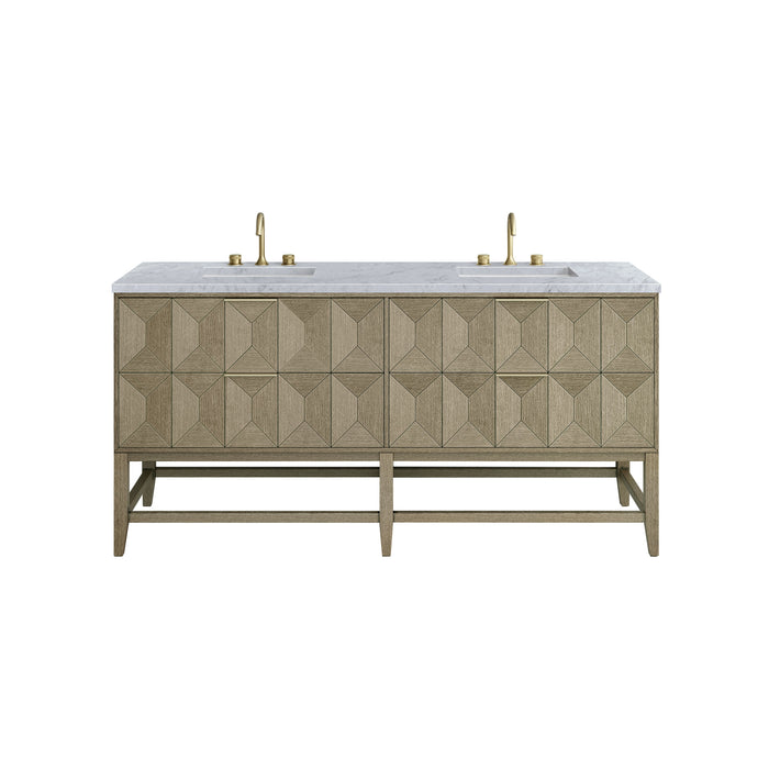 James Martin Emmeline 72" Double Bathroom Vanity, Pebble Oak