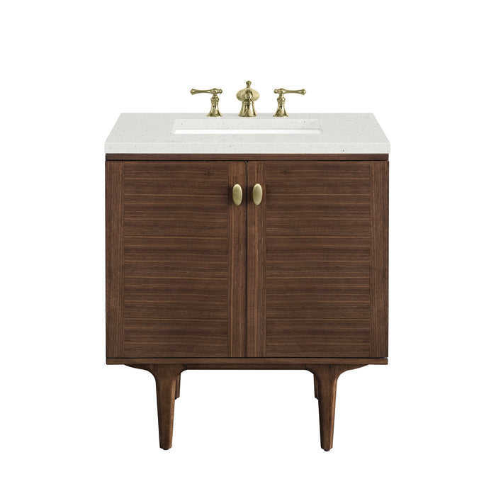 James Martin Amberly 30" Dual Mount Single Bathroom Vanity, Mid-Century Walnut