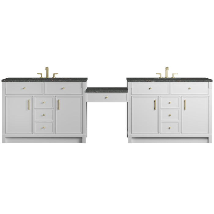 James Martin Bellshire 120" Double Bathroom Vanity, Bright White