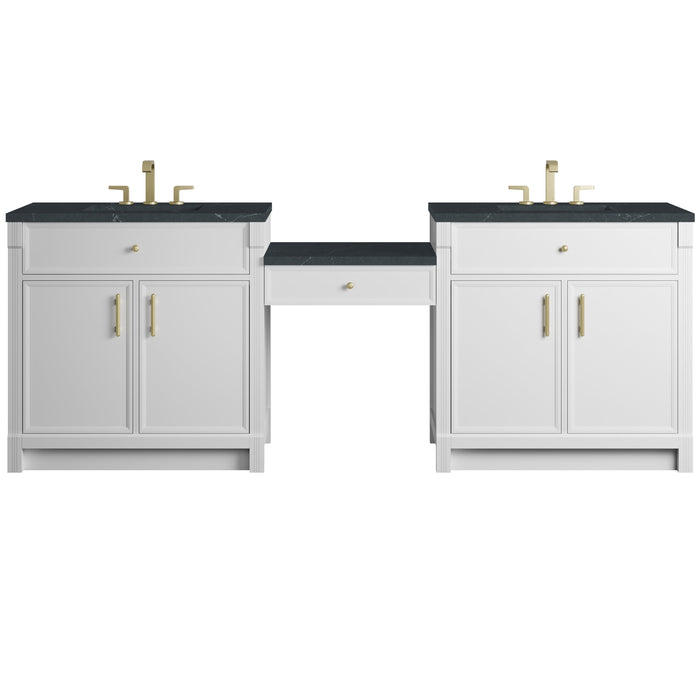 James Martin Bellshire 96" Double Bathroom Vanity, Bright White