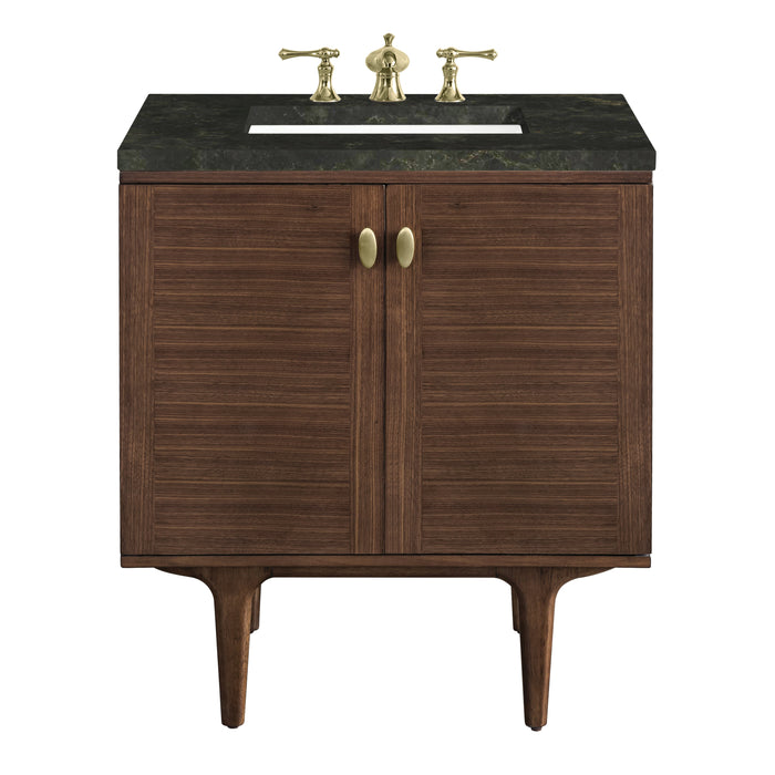 James Martin Amberly 30" Dual Mount Single Bathroom Vanity, Mid-Century Walnut