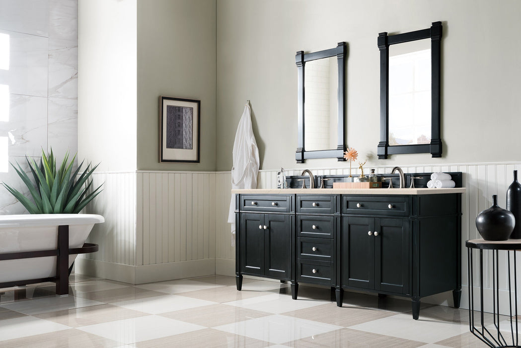 James Martin Brittany 72" Double Bathroom Vanity, Black Onyx