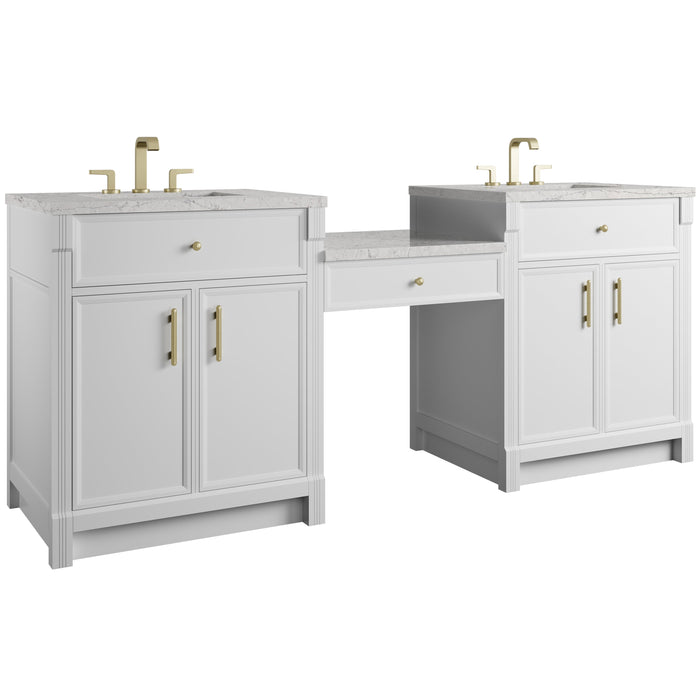 James Martin Bellshire 84" Double Bathroom Vanity, Bright White