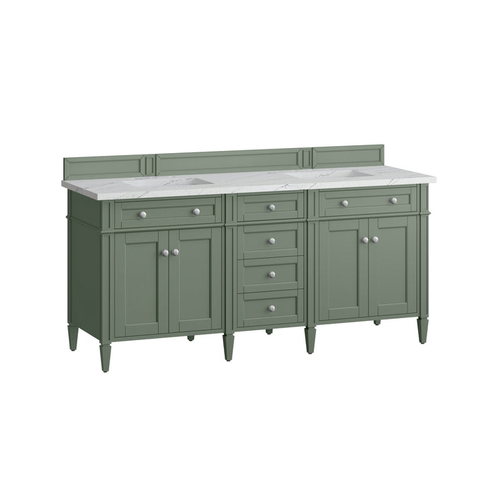 James Martin Brittany 72" Double Bathroom Vanity, Smokey Celadon