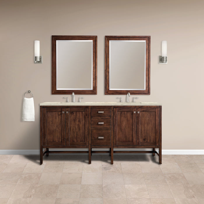 James Martin Addison 72" Double Bathroom Vanity, Mid-Century Acacia