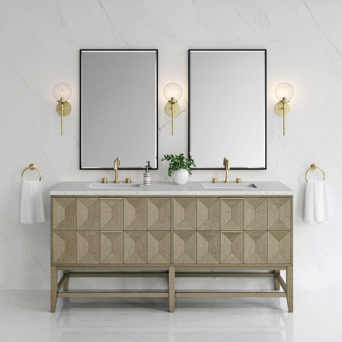 James Martin Emmeline 72" Double Bathroom Vanity, Pebble Oak