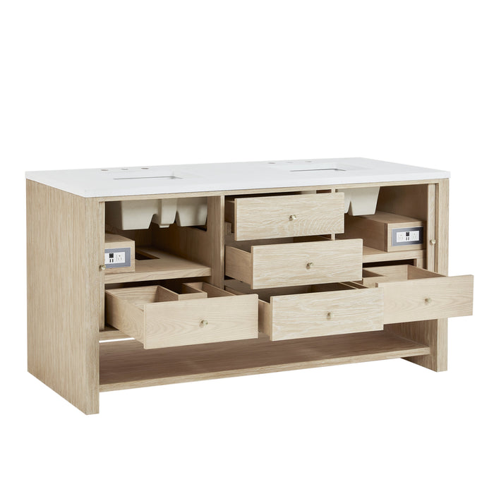 James Martin Marigot 72" Double Bathroom Vanity, Sunwashed Oak