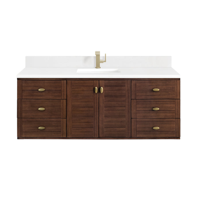 James Martin Amberly 60" Dual Mount Single Bathroom Vanity, Mid-Century Walnut