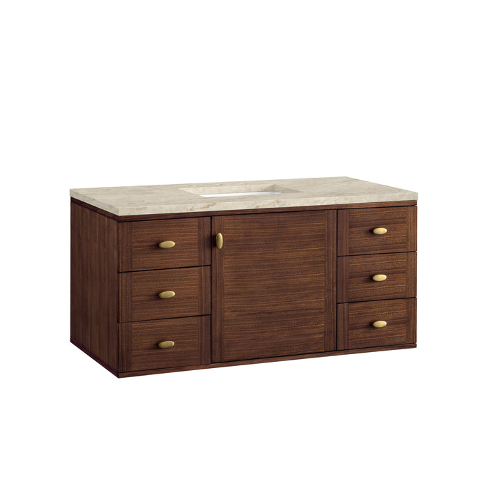 James Martin Amberly 48" Dual Mount Single Bathroom Vanity, Mid-Century Walnut
