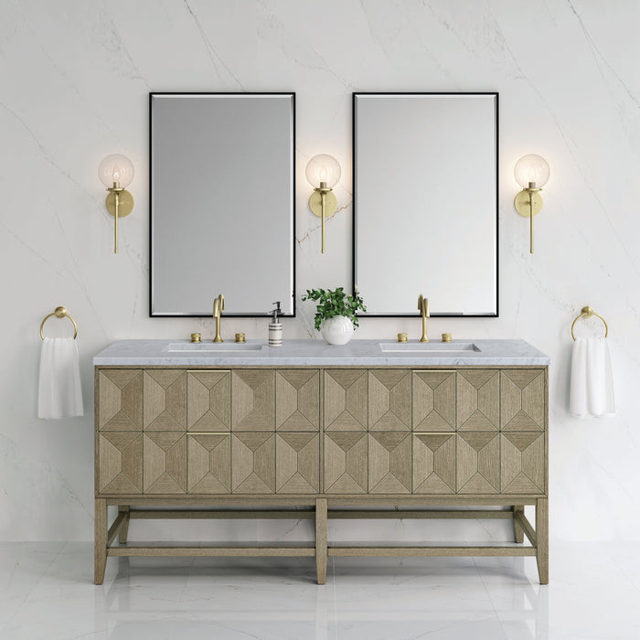James Martin Emmeline 72" Double Bathroom Vanity, Pebble Oak