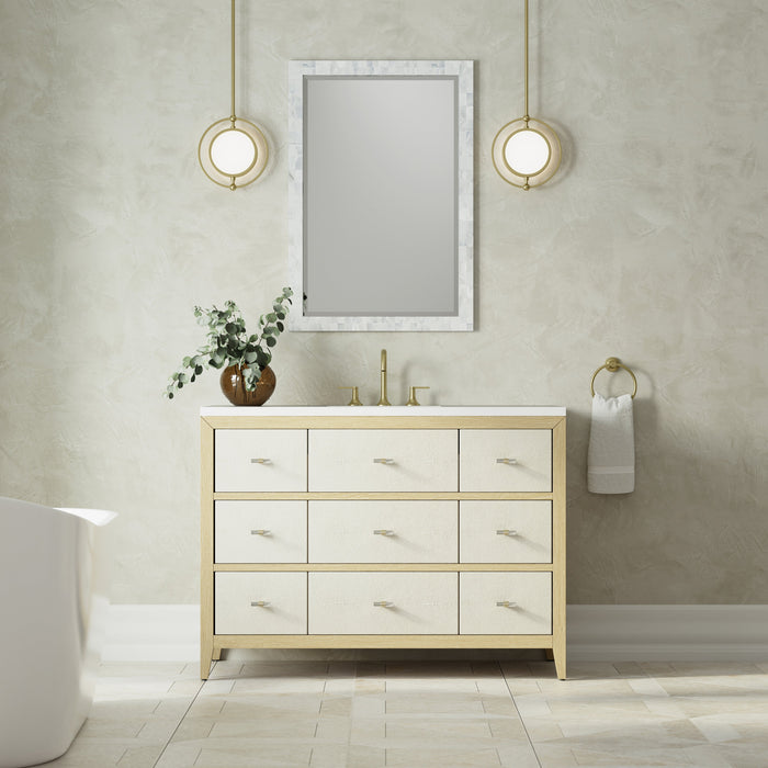 James Martin Celeste 48" Single Bathroom Vanity, Sunwashed Oak with Embossed Shagreen Drawer Fronts