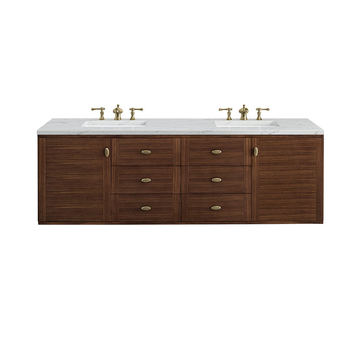 James Martin Amberly 72" Dual Mount Double Bathroom Vanity, Mid-Century Walnut