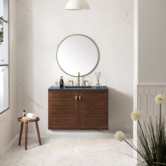 James Martin Amberly 36" Dual Mount Single Bathroom Vanity, Mid-Century Walnut