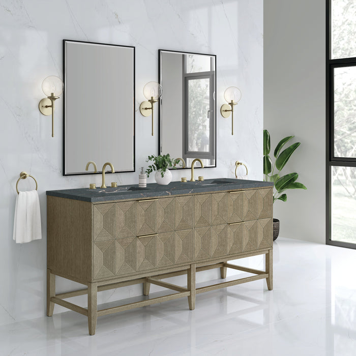 James Martin Emmeline 72" Double Bathroom Vanity, Pebble Oak