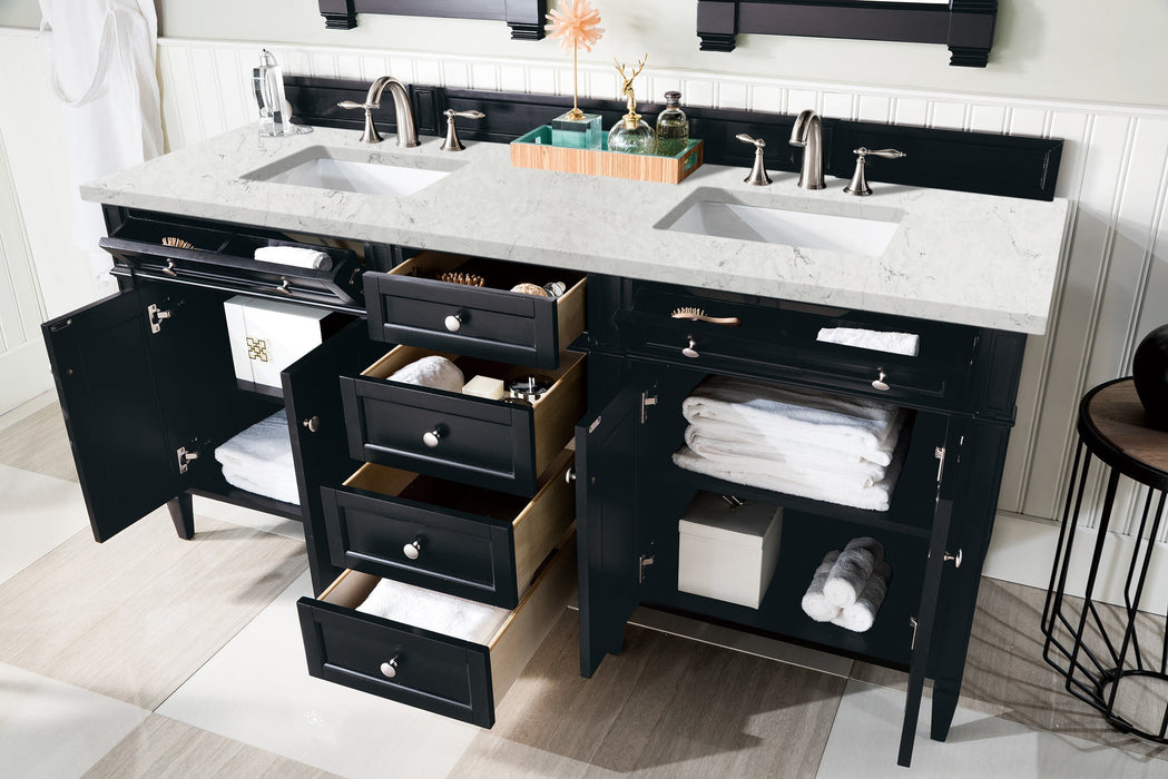 James Martin Brittany 72" Double Bathroom Vanity, Black Onyx
