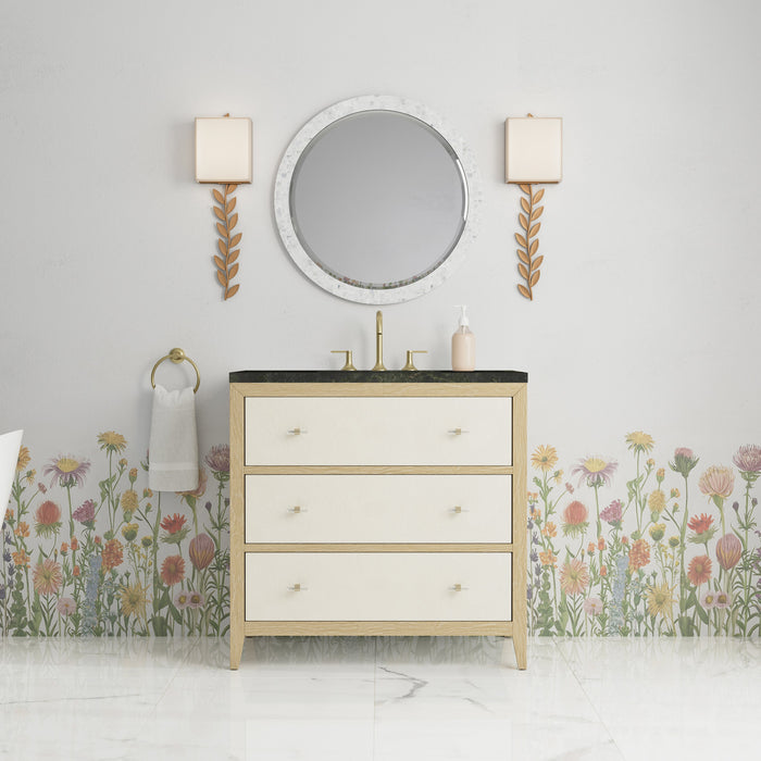 James Martin Celeste 36" Single Bathroom Vanity, Sunwashed Oak with Embossed Shagreen Drawer Fronts