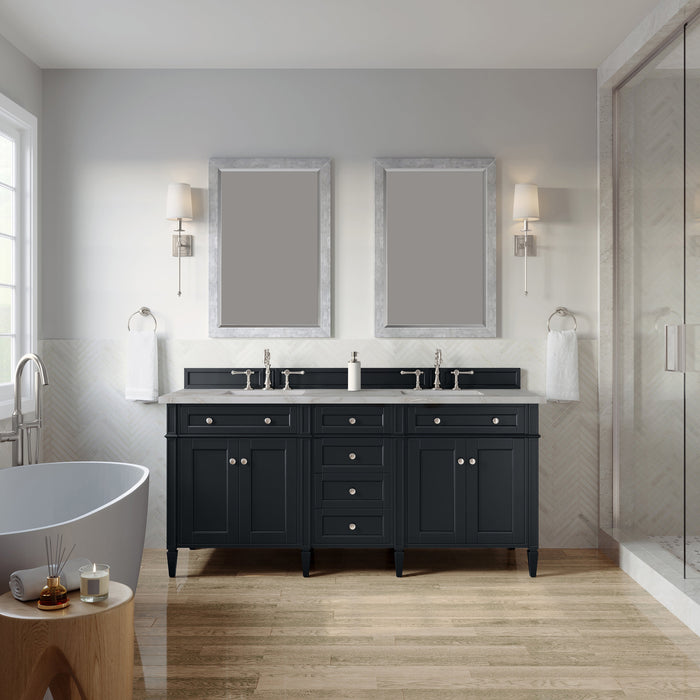 James Martin Brittany 72" Double Bathroom Vanity, Black Onyx
