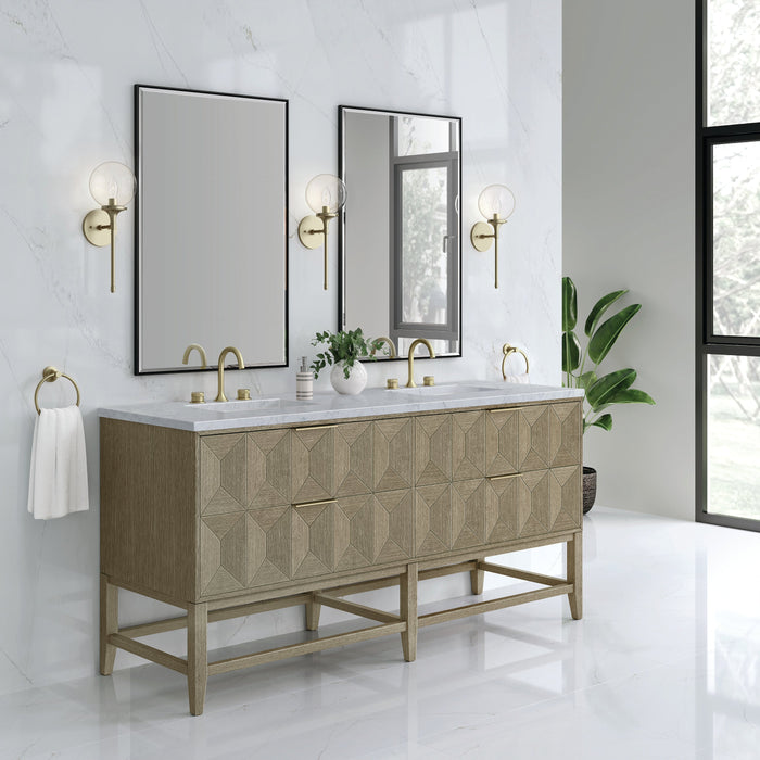 James Martin Emmeline 72" Double Bathroom Vanity, Pebble Oak
