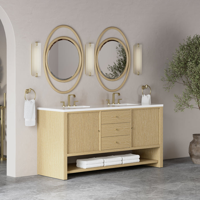 James Martin Marigot 72" Double Bathroom Vanity, Sunwashed Oak
