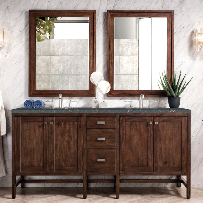 James Martin Addison 72" Double Bathroom Vanity, Mid-Century Acacia