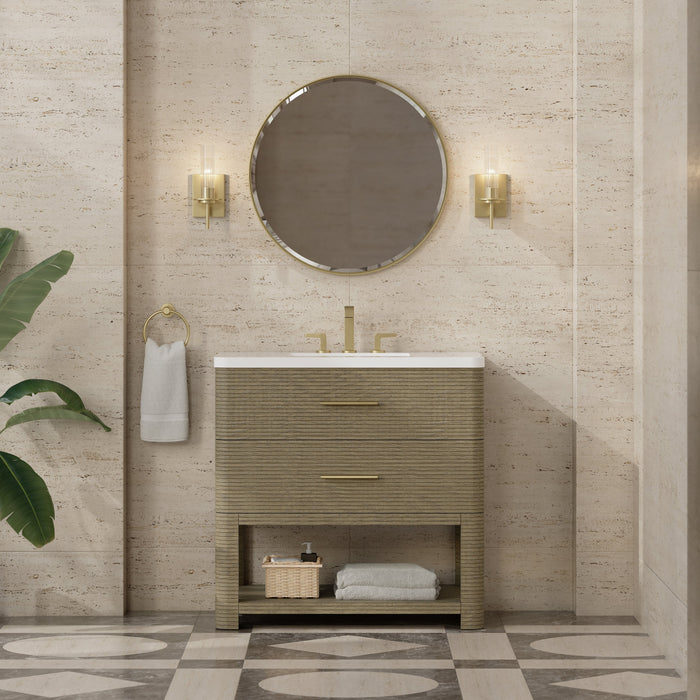 James Martin Lucian 36" Single Bathroom Vanity, Pebble Oak