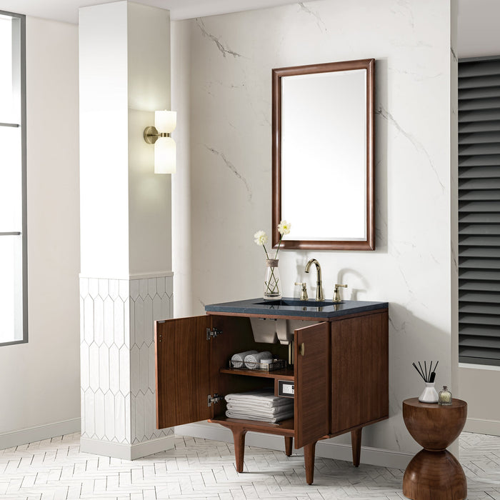 James Martin Amberly 30" Dual Mount Single Bathroom Vanity, Mid-Century Walnut