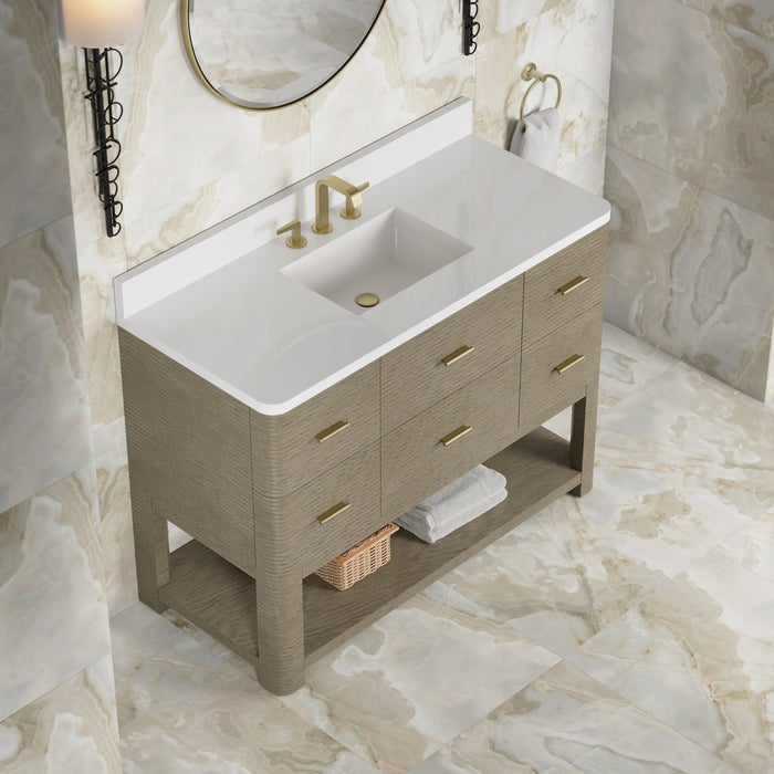 James Martin Lucian 48" Single Bathroom Vanity, Pebble Oak