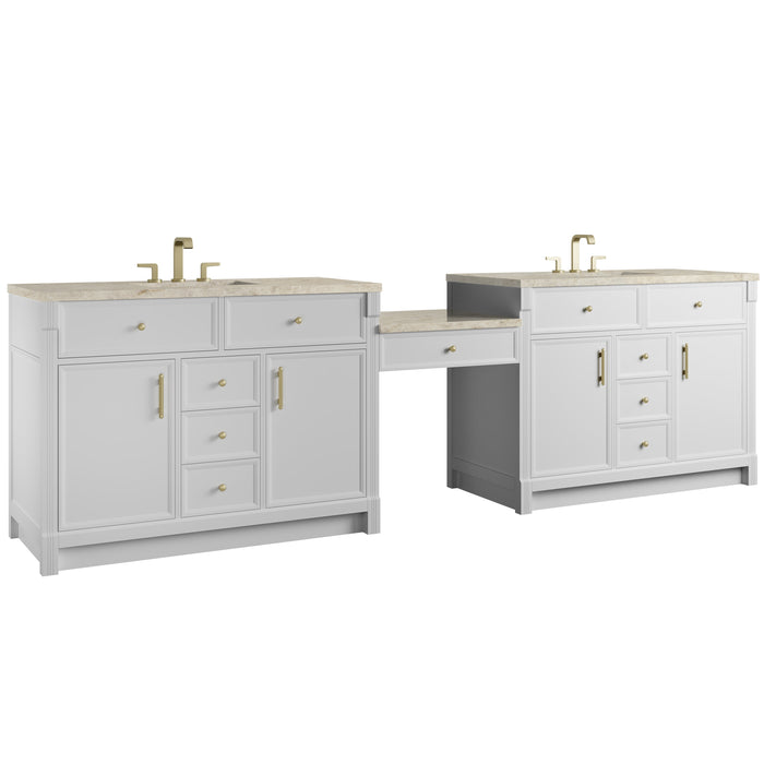 James Martin Bellshire 120" Double Bathroom Vanity, Bright White