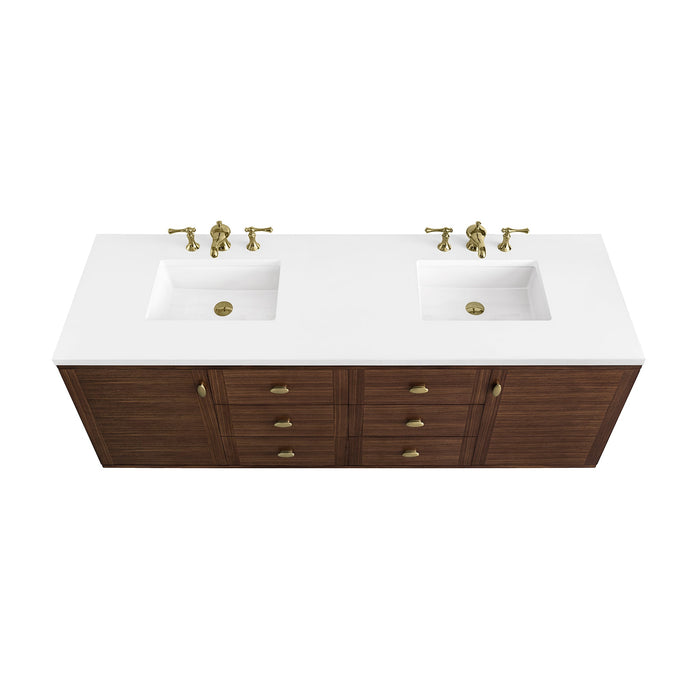 James Martin Amberly 72" Dual Mount Double Bathroom Vanity, Mid-Century Walnut