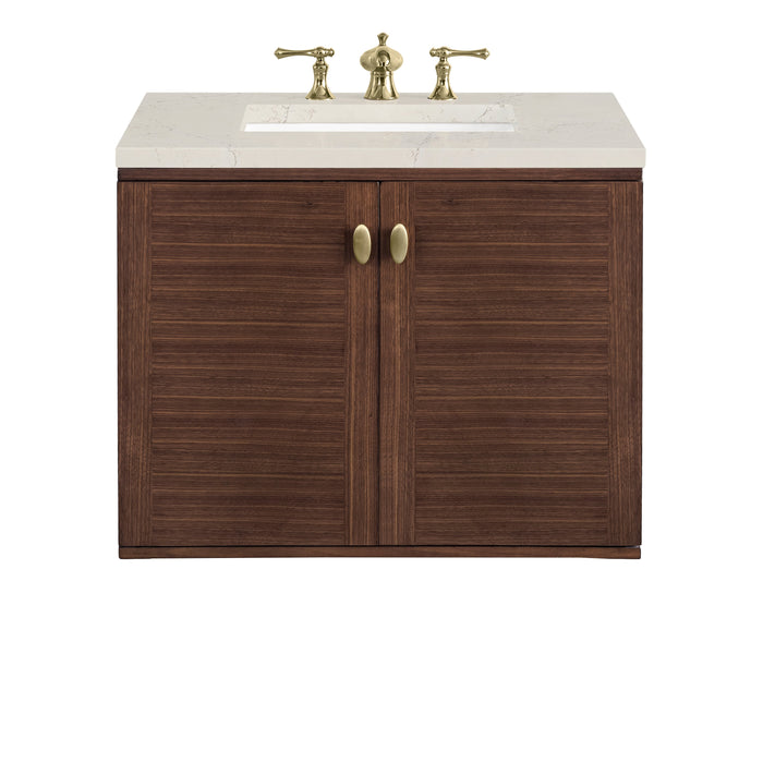 James Martin Amberly 30" Dual Mount Single Bathroom Vanity, Mid-Century Walnut