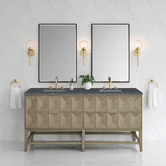 James Martin Emmeline 72" Double Bathroom Vanity, Pebble Oak