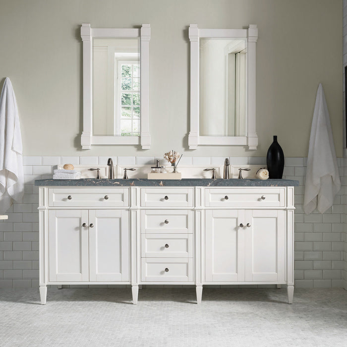James Martin Brittany 72" Double Bathroom Vanity, Bright White