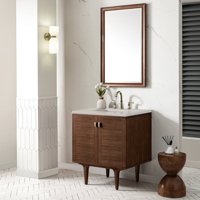 James Martin Amberly 30" Dual Mount Single Bathroom Vanity, Mid-Century Walnut