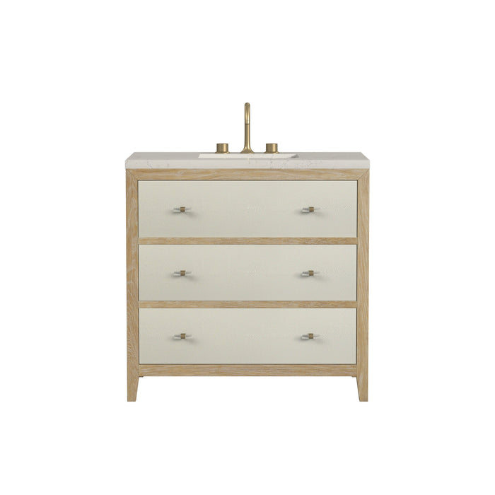 James Martin Celeste 36" Single Bathroom Vanity, Sunwashed Oak with Embossed Shagreen Drawer Fronts