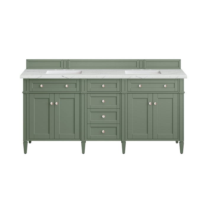 James Martin Brittany 72" Double Bathroom Vanity, Smokey Celadon