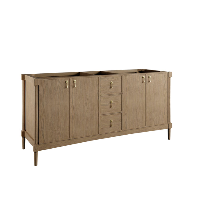 James Martin Kinnsden 72" Double Bathroom Vanity, Weathered Oak