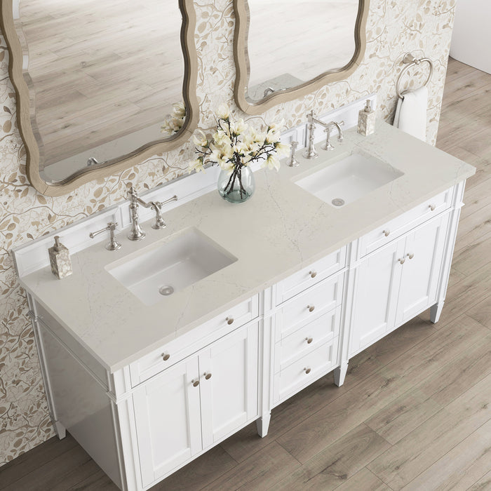 James Martin Brittany 72" Double Bathroom Vanity, Bright White
