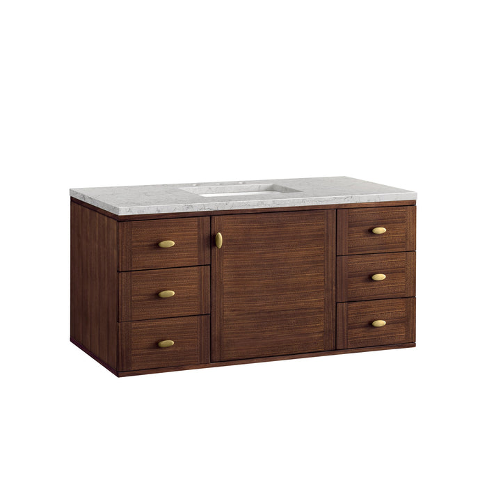 James Martin Amberly 48" Dual Mount Single Bathroom Vanity, Mid-Century Walnut