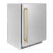ZLINE 24 in. Touchstone Beverage Fridge, Solid Stainless Door, Polished Gold Handle RBSOZ-ST-24-G - Farmhouse Kitchen and Bath
