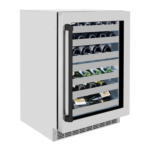 ZLINE Autograph 24 in. Dual Zone 44 Bottle Wine Cooler With Stainless Steel Glass Door And Matte Black Handle RWDOZ-GS-24-MB - Farmhouse Kitchen and Bath