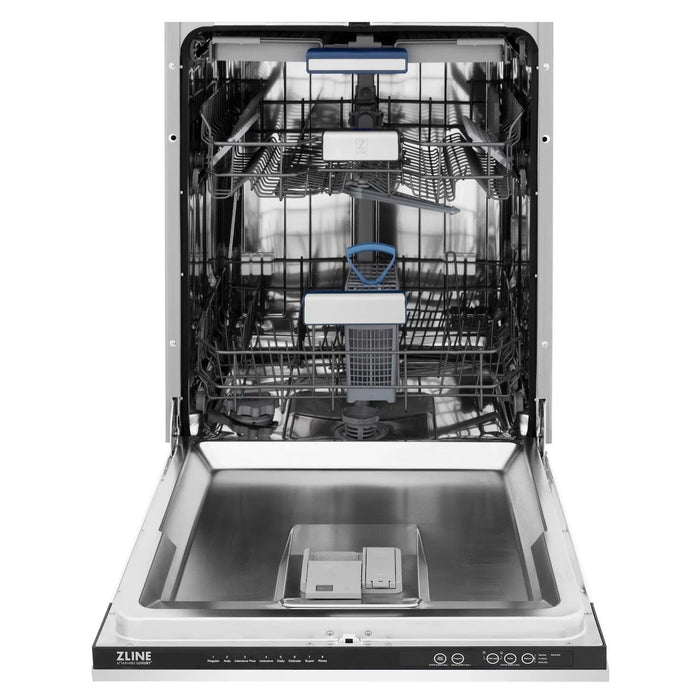 ZLINE 24" Autograph Dishwasher, White Door, Black Handle, DWVZ-WM-24-MB